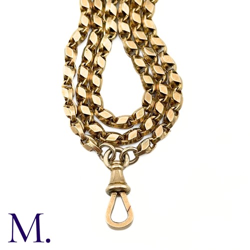 155 - An Antique Fancy Link Long Guard Chain

The long 9ct gold chain made up with fancy links comes toget... 