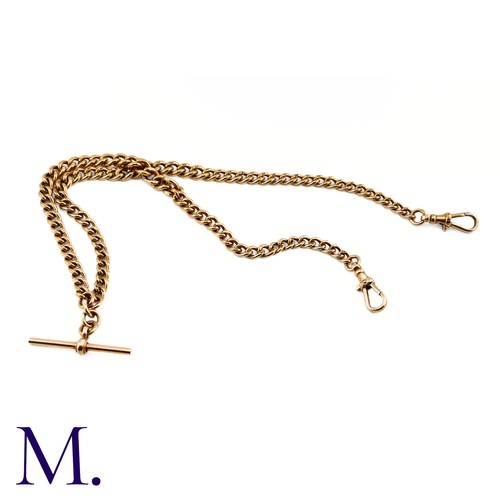 154 - An Antique Rose Gold Albert Chain

The 9ct rose gold Albert chain comes together with a T-bar pendan... 