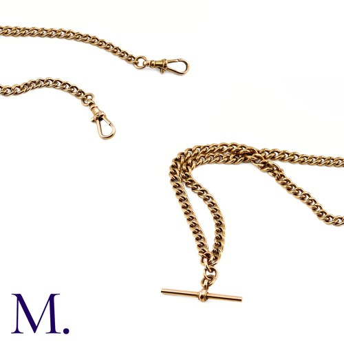 154 - An Antique Rose Gold Albert Chain

The 9ct rose gold Albert chain comes together with a T-bar pendan... 