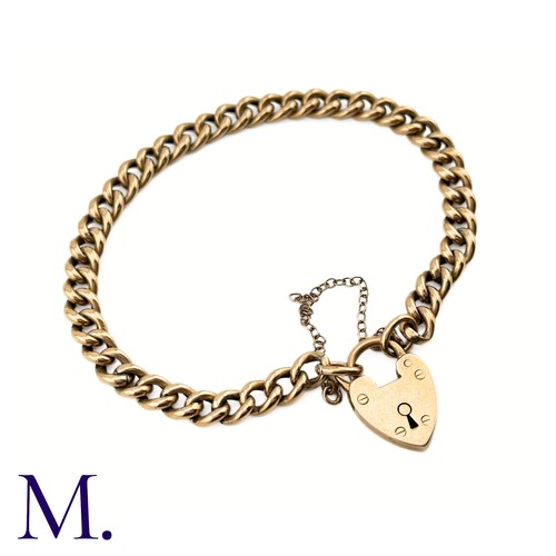 11 - An Antique Rose Gold Curb Bracelet

The 9ct rose gold bracelet is secured with a heart padlock and s... 