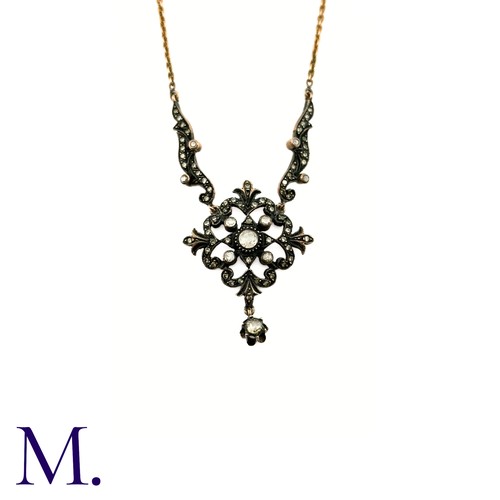 50 - A Rose Diamond Necklace
The rose diamond pendant hangs from a 48cm later 14ct gold chain.  The large... 