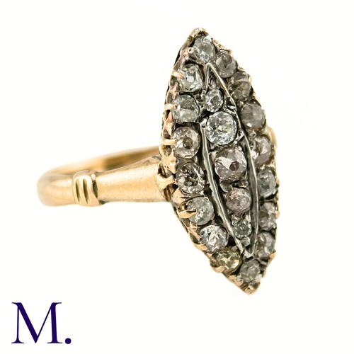 31 - An Antique Diamond Marquise Ring

The marquise ring is set with approximately 1.0ct of old cut diamo... 