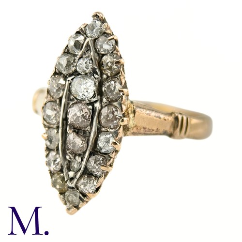 31 - An Antique Diamond Marquise Ring

The marquise ring is set with approximately 1.0ct of old cut diamo... 