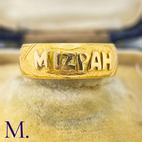 44 - An Antique Gold Mizpah Band

The antique 18ct yellow gold band is engraved to the rear and embossed ... 