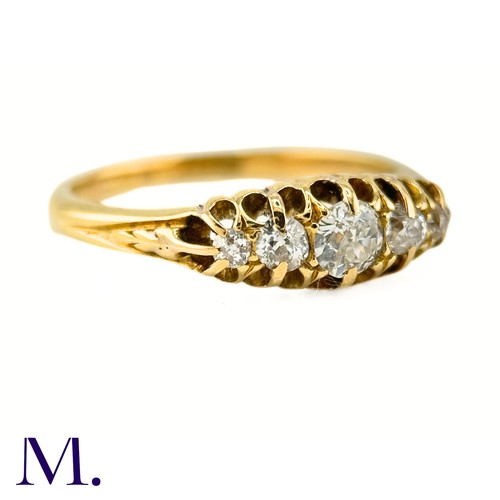 48 - An Antique 5-Stone Diamond Ring

The 18ct yellow gold band is set with five bright old cut diamonds,... 