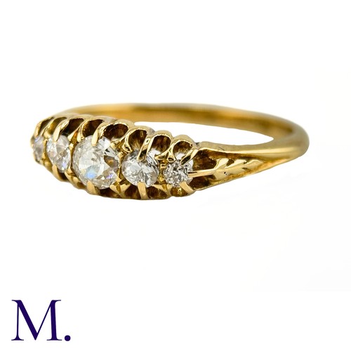 48 - An Antique 5-Stone Diamond Ring

The 18ct yellow gold band is set with five bright old cut diamonds,... 