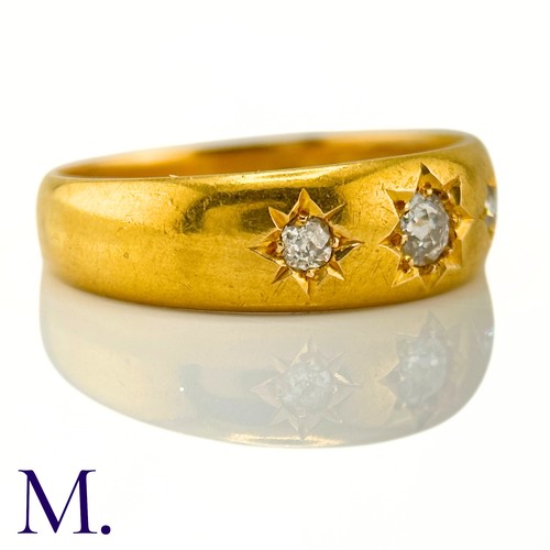 46 - An Antique 3-Stone Diamond Gypsy Ring

The 18ct yellow gold gypsy ring is set with three old cut dia... 