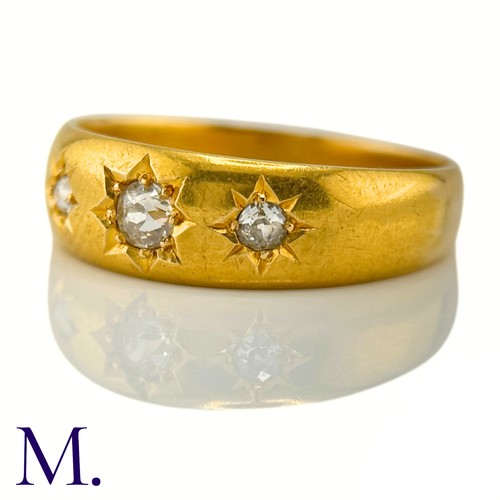 46 - An Antique 3-Stone Diamond Gypsy Ring

The 18ct yellow gold gypsy ring is set with three old cut dia... 