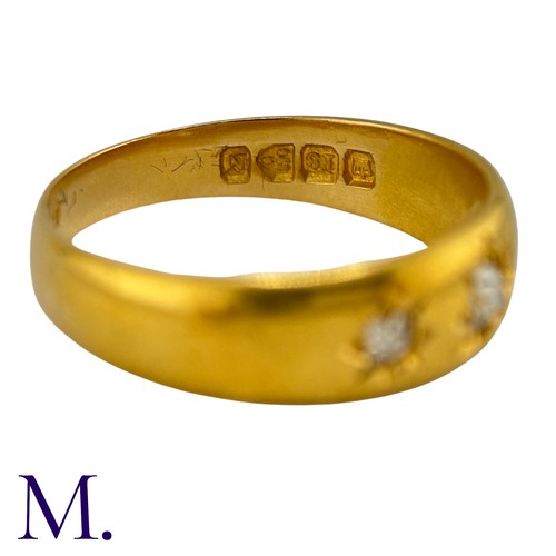 46 - An Antique 3-Stone Diamond Gypsy Ring

The 18ct yellow gold gypsy ring is set with three old cut dia... 