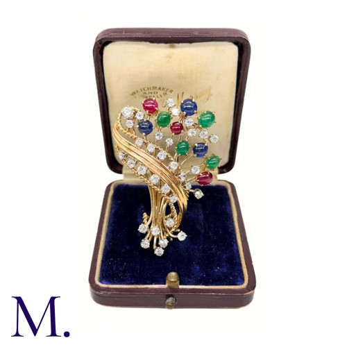 84 - Retro Tutti Frutti Diamond and Gemstone Brooch

This 1950s Tutti Frutti brooch is set with  ruby, em... 