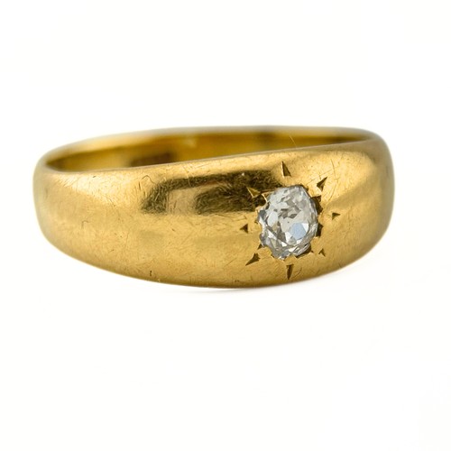 77 - An Old Cut Diamond Gypsy Ring

The 18ct gold band is set with a 0.20ct round cut diamond.

Weight: 4... 