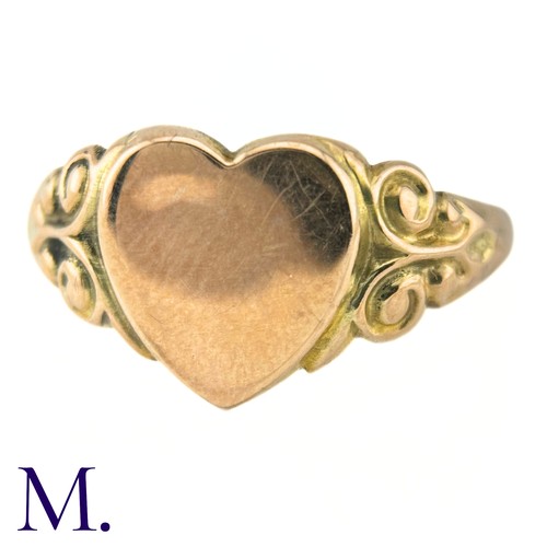 4 - An Antique Rose Gold Heart Signet Ring

The antique ring with heart-shaped face is hallmarked for 9c... 