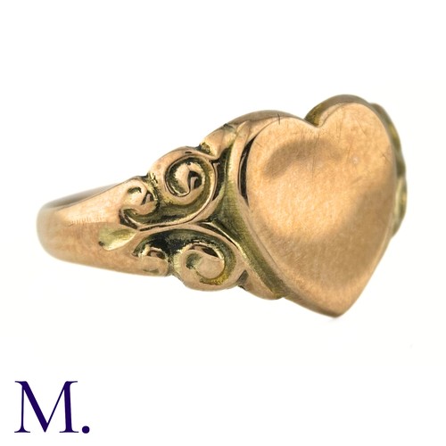 4 - An Antique Rose Gold Heart Signet Ring

The antique ring with heart-shaped face is hallmarked for 9c... 