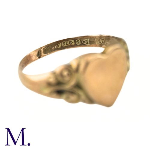 4 - An Antique Rose Gold Heart Signet Ring

The antique ring with heart-shaped face is hallmarked for 9c... 