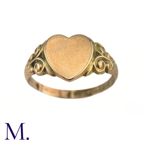 4 - An Antique Rose Gold Heart Signet Ring

The antique ring with heart-shaped face is hallmarked for 9c... 