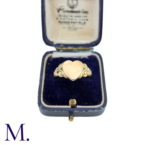 4 - An Antique Rose Gold Heart Signet Ring

The antique ring with heart-shaped face is hallmarked for 9c... 