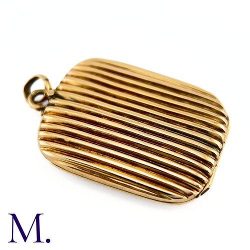 16 - An Antique Fluted Gold Locket

The 9ct yellow gold rectangular locket has a pleasant ridged design 
... 