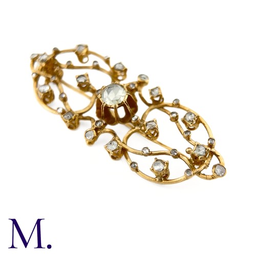 52 - A Rose Diamond Openwork Brooch

The openwork brooch is set with rose diamonds, the centre of which i... 