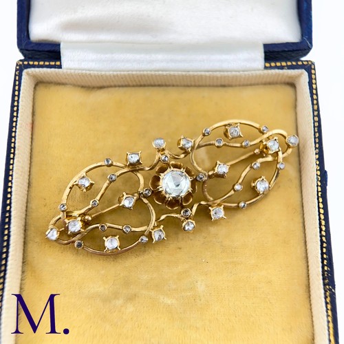 52 - A Rose Diamond Openwork Brooch

The openwork brooch is set with rose diamonds, the centre of which i... 