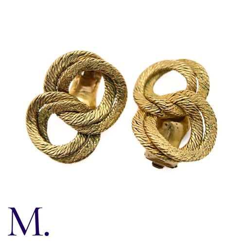 110 - A Pair of Gold Earclips by Georges Lenfant

The 18ct yellow gold woven earclips are by French goldsm... 