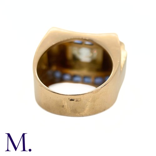 104 - A Sapphire and Diamond Tank Ring

The 18ct yellow gold French tank ring from the 1950s is set with a... 