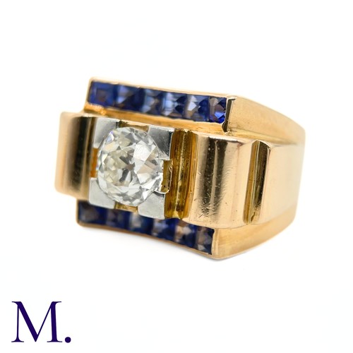 104 - A Sapphire and Diamond Tank Ring

The 18ct yellow gold French tank ring from the 1950s is set with a... 