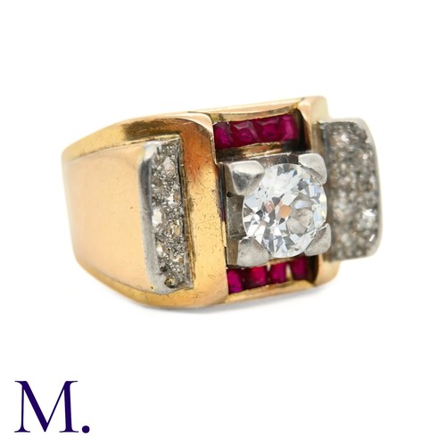 105 - A Ruby and Diamond Tank Ring
he 18ct yellow gold French tank ring from the 1950s is set with a 0.95c... 