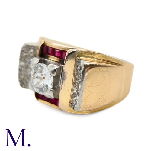 105 - A Ruby and Diamond Tank Ring
he 18ct yellow gold French tank ring from the 1950s is set with a 0.95c... 