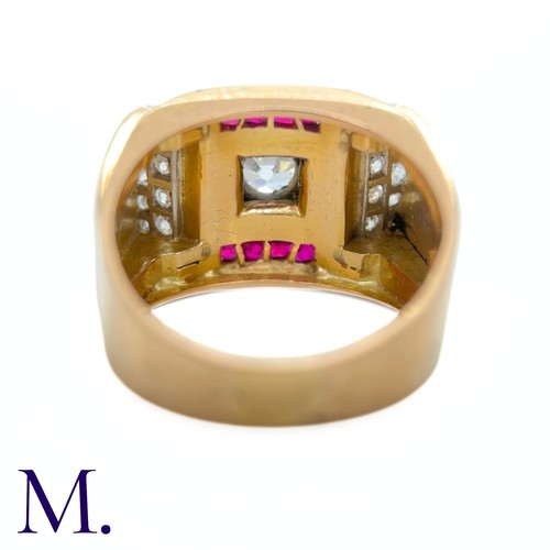 105 - A Ruby and Diamond Tank Ring
he 18ct yellow gold French tank ring from the 1950s is set with a 0.95c... 