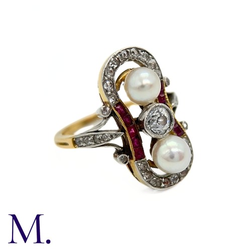 107 - A Pearl, Diamond and Ruby Ring

The French 18ct yellow gold ring is set with a 0.20ct diamond to the... 