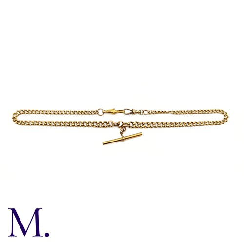 157 - An Antique Yellow Gold Albert Chain

The 9ct yellow gold Albert chain comes together at a T-bar pend... 