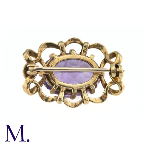 89 - An Amethyst Brooch

The 9ct yellow gold brooch is set with a large (approx. 11.4ct) well-saturated a... 