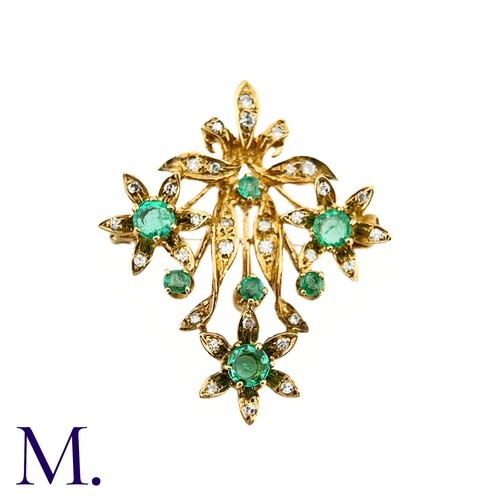 85 - An Emerald and Diamond Pendant Brooch

The 9ct yellow gold brooch is set with round cut emeralds and... 