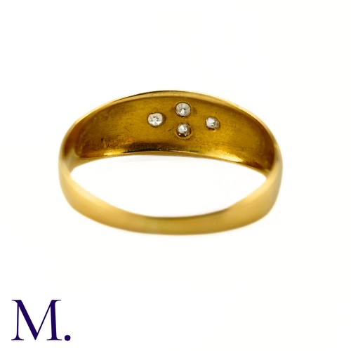 32 - An Antique Diamond Gypsy Ring

The antique 18ct yellow gold ring is set with four small diamonds.

W... 