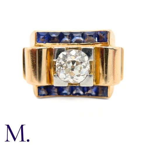 46 - A Sapphire and Diamond Tank Ring

The 18ct yellow gold French tank ring from the 1950s is set with a... 