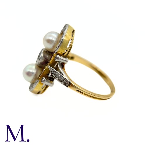 49 - A Pearl, Diamond and Ruby Ring

The French 18ct yellow gold ring is set with a 0.20ct diamond to the... 