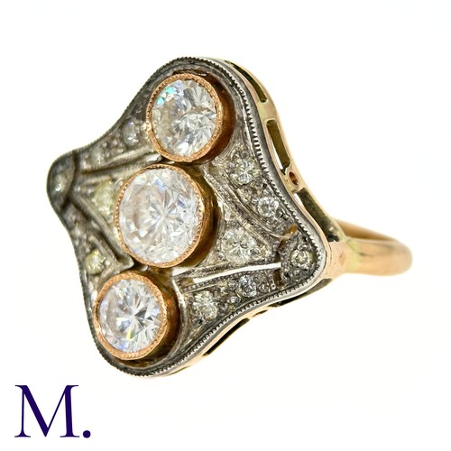 60 - A Three Stone Diamond Ring

The 18ct yellow gold ring is set with three large diamonds - the centre ... 