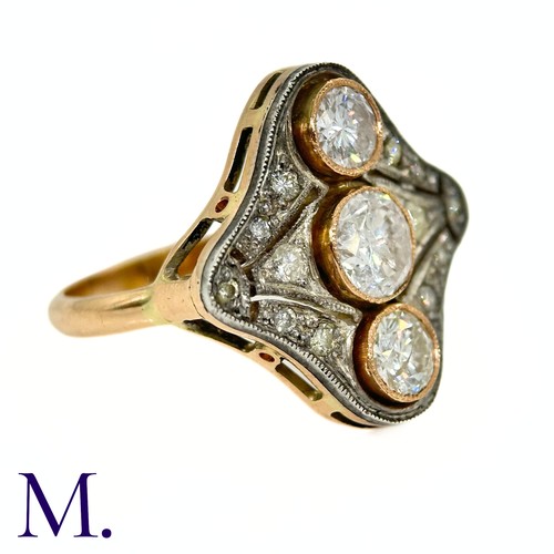 60 - A Three Stone Diamond Ring

The 18ct yellow gold ring is set with three large diamonds - the centre ... 