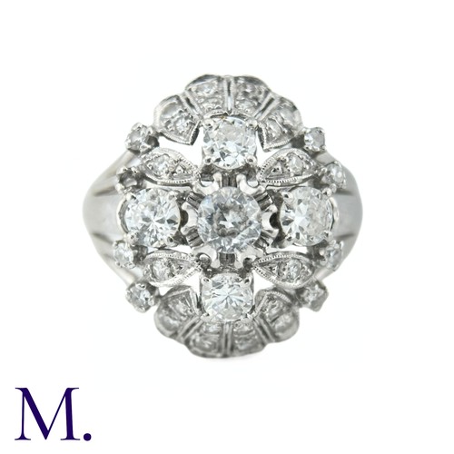 61 - A Diamond Oval Cluster Ring

The 18ct white gold ring is set with a cluster of diamonds, the centre ... 