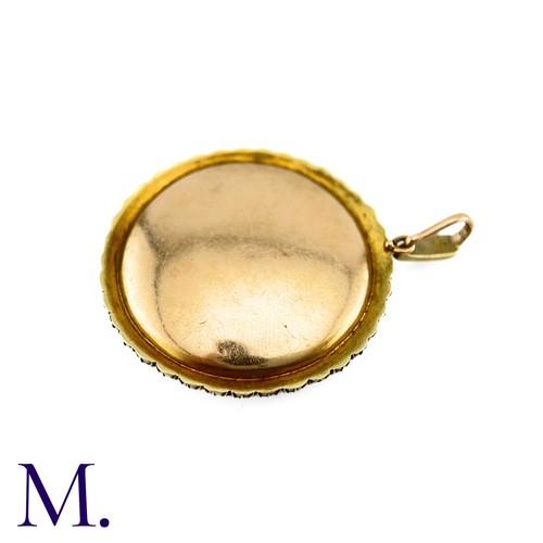 15 - An Antique Portrait Miniature Pendant in yellow gold, set with a miniature depicting a woman, in a b... 