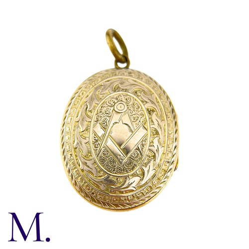 17 - An Antique Enamel Locket Pendant in yellow gold, the locket embellished to the front with a blue ena... 