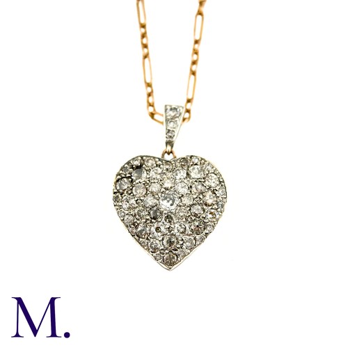 75 - A Diamond Heart Pendant And Chain the diamond shaped pendant set with round cut diamonds totalling a... 