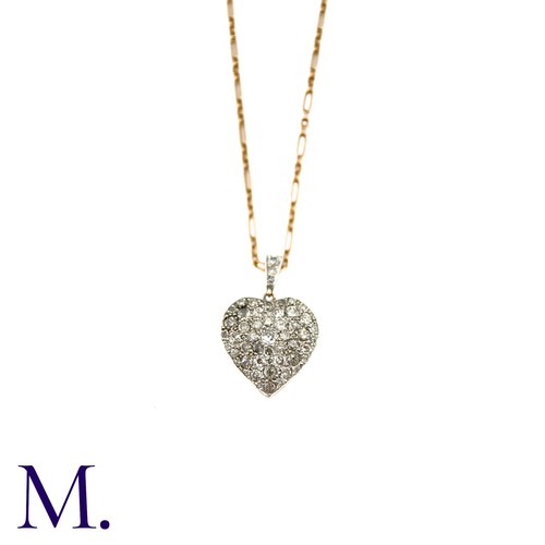 75 - A Diamond Heart Pendant And Chain the diamond shaped pendant set with round cut diamonds totalling a... 