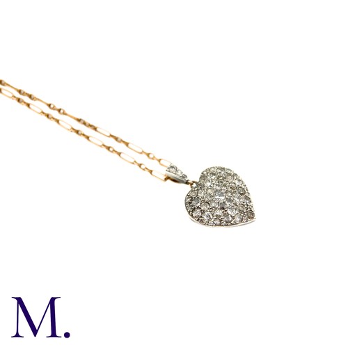 75 - A Diamond Heart Pendant And Chain the diamond shaped pendant set with round cut diamonds totalling a... 