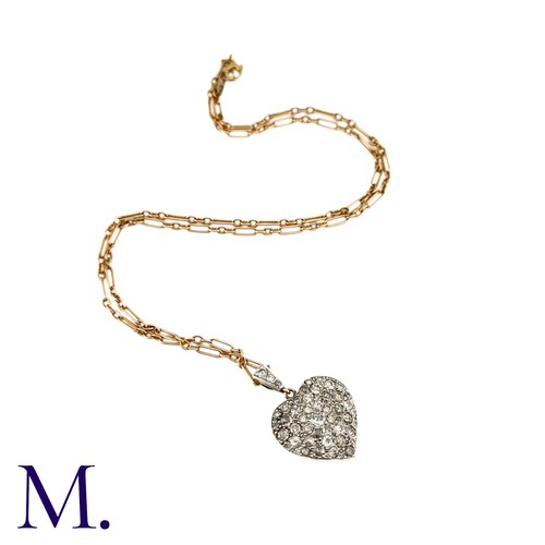 75 - A Diamond Heart Pendant And Chain the diamond shaped pendant set with round cut diamonds totalling a... 