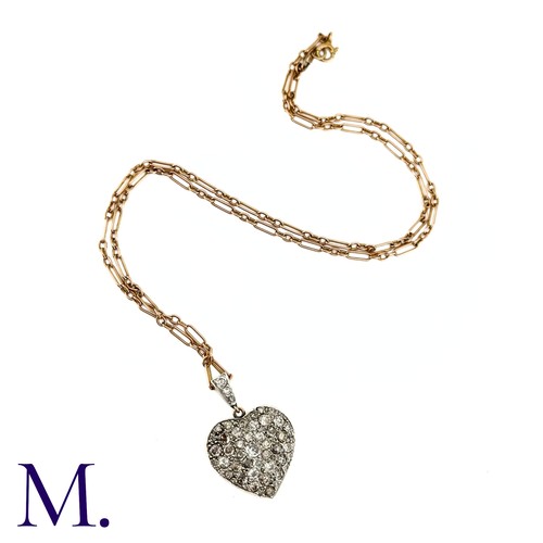 75 - A Diamond Heart Pendant And Chain the diamond shaped pendant set with round cut diamonds totalling a... 