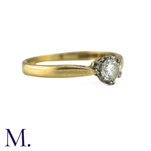 47 - A Diamond Solitaire Ring in 18k yellow gold, set with a round cut diamond of 0.25cts. Hallmarked for... 