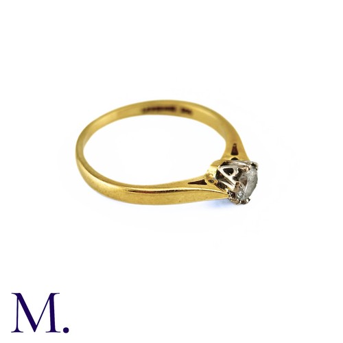 47 - A Diamond Solitaire Ring in 18k yellow gold, set with a round cut diamond of 0.25cts. Hallmarked for... 