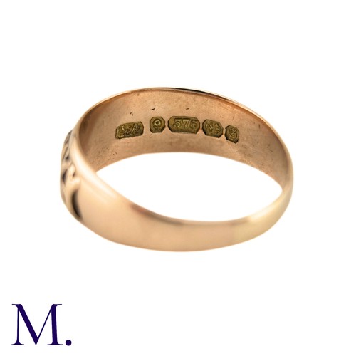 48 - A Mizpah Ring in 9k yellow gold, the band ring is embossed to the front with the word 'mizpah'. Hall... 