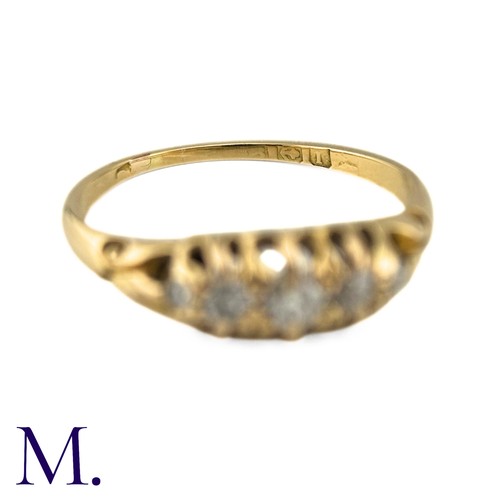 49 - A Diamond Five Stone Ring in yellow gold, set with five round cut diamonds totalling approximately 0... 